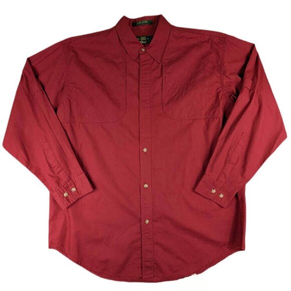 Orvis Button Up Shirt Mens Large Red Outdoor Hunting Fishing Vented Long Sleeve - Picture 1 of 13